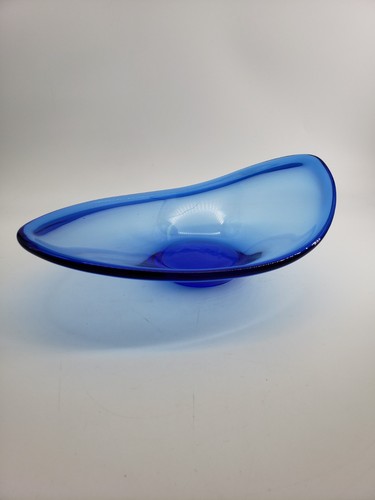 Blue free form glass dish - glass,